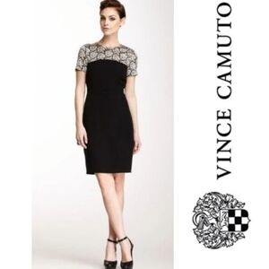 Vince Camuto Lace Print Sheath Dress Sz 10 EUC